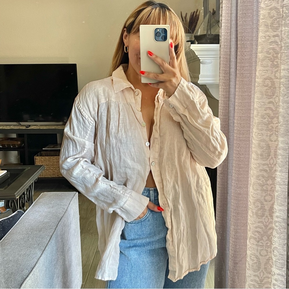 Spell & The Gypsy | Linen Button Down Shirt Size: Large - Picture 1 of 6